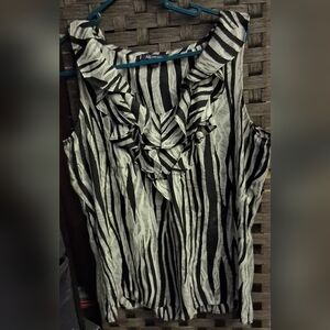Anne Klein Black and White Striped Blouse